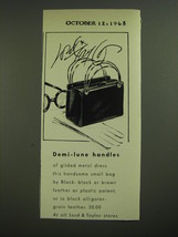 1968 Lord & Taylor Block Small Bag Advertisement - Demi-lune handles - $14.99