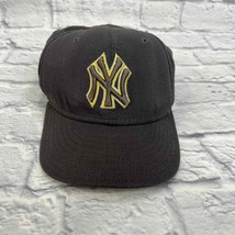 Vintage New Era New York Yankees Hat 7 5/8 Fitted Charcoal Gray/Blue w/ ... - $29.65