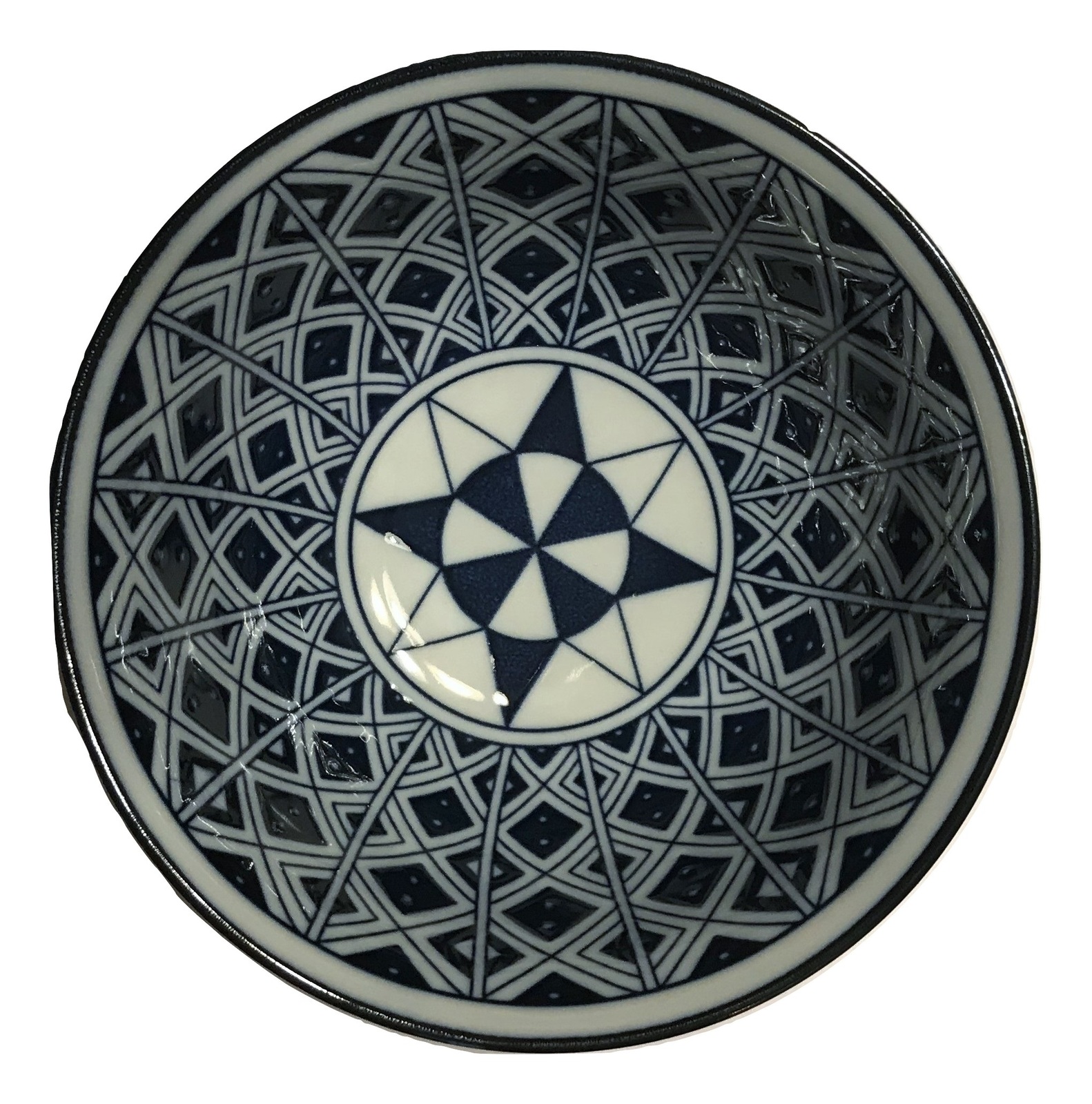 Yokohama Studio Blue Geometric Single Serving Rice Bowl Made in Japan