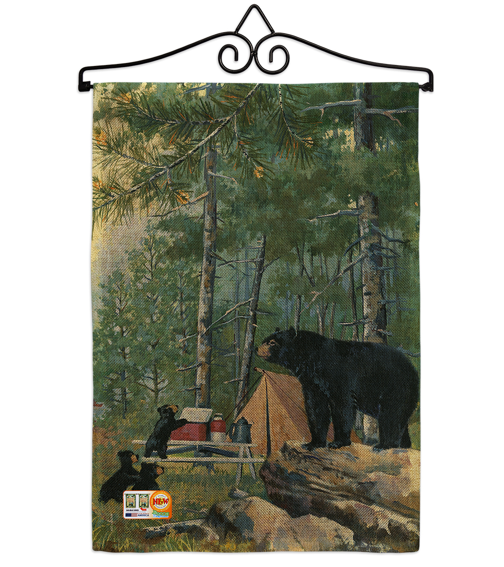 Bears Campsite Burlap - Impressions Decorative Metal Wall Hanger Garden ...