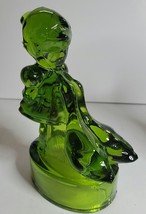 LE SMITH GOOSE GIRL GREEN GLASS FIGURINE 5.5&quot; TALL - $14.03