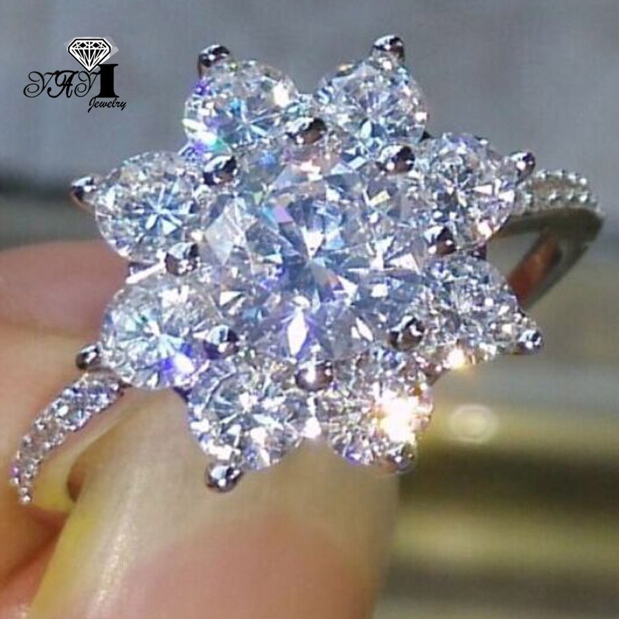 YaYI Jewelry Fashion  Princess Cut 3.9  CT White Zircon Silver Color Engagement