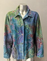 Embroidered Denim Tye Dye Retro Vintage 90s does 70s Hippy Boho Jacket C... - $44.53
