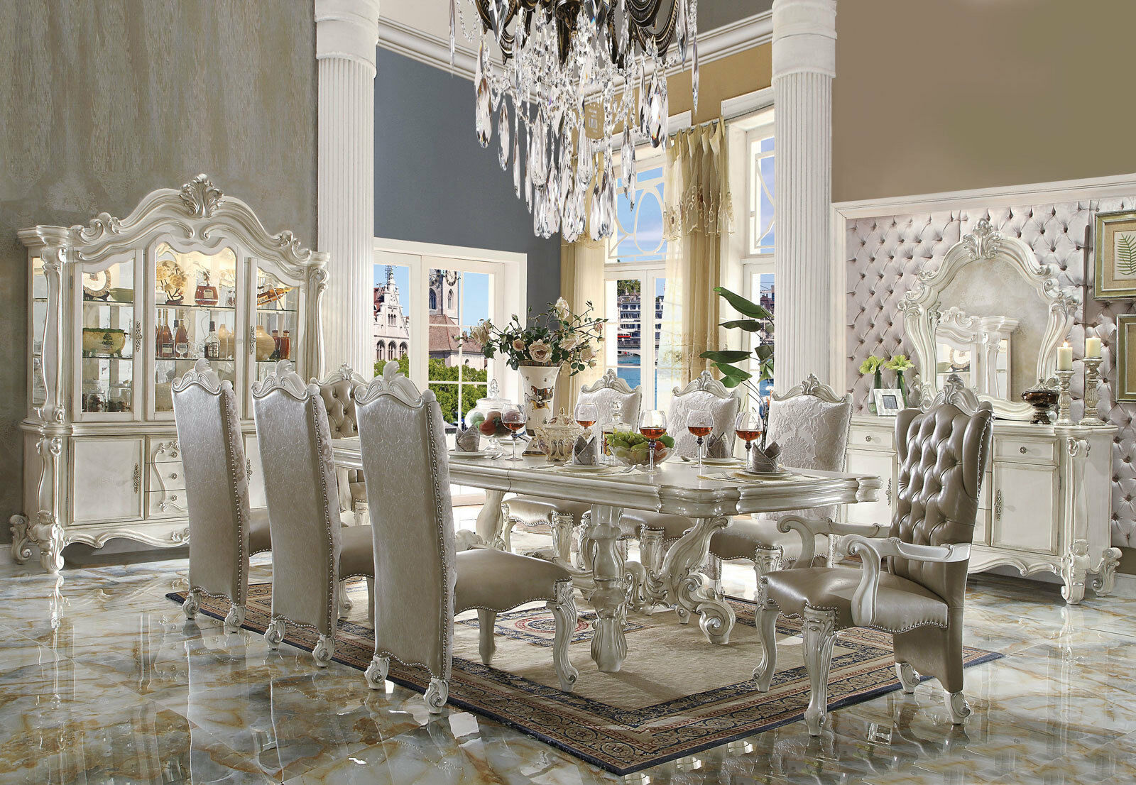 white ivory dining room chairs