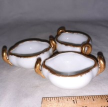 3 Salt Cellar Dip O &amp; E G Austria Porcelain Oval Bucket Gold Handles And... - $16.99