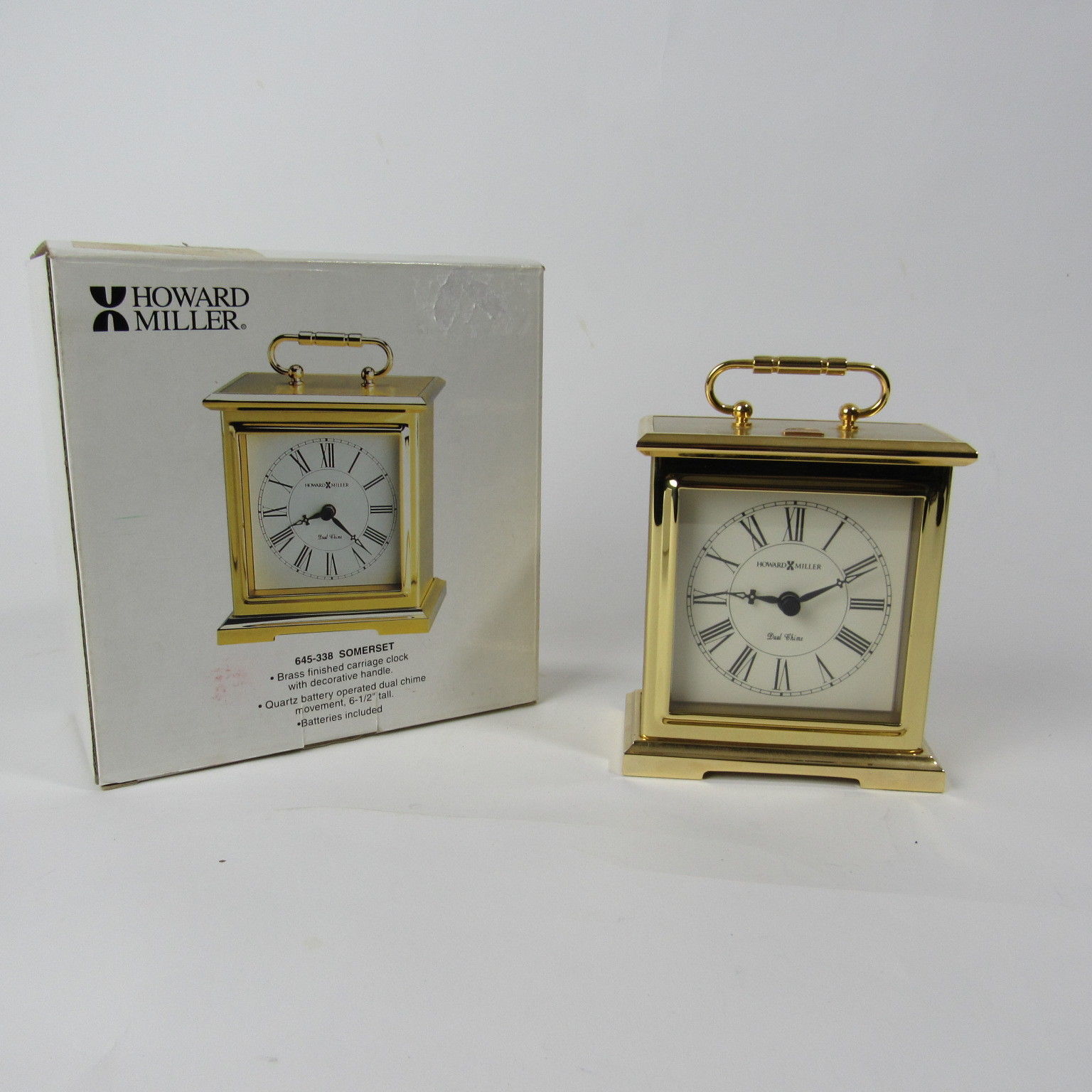 Howard Miller Clock Quartz Brass Carriage Desk Somerset 645338 In