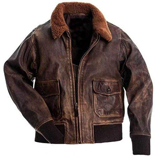 G-1 Distressed Brown B3 Fur Collar Air Force Military Bomber Real Leather Jacket