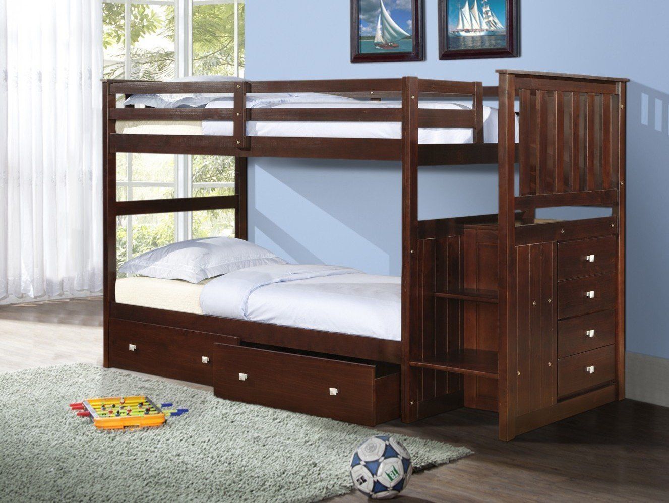 Xander Cappuccino Bunk Bed With Stairs And 50 Similar Items S L1600