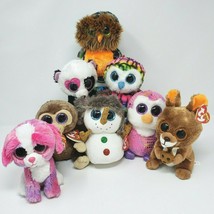Lot 8 Ty B EAN Ie Boos Owl Sherbet Coconut Buttons Kipper Stuffed Animal Plush Toy - $49.87