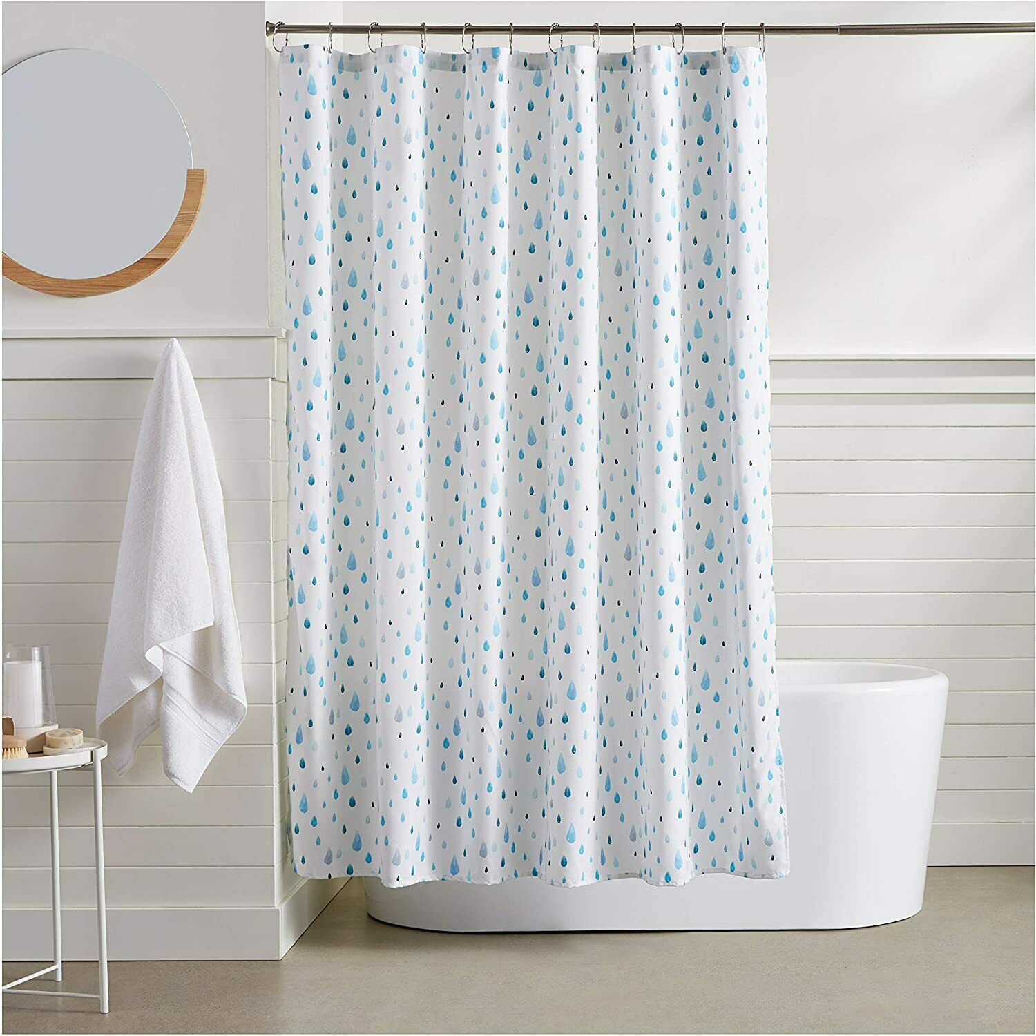 Honey Circle Navy Blue White Fabric Shower Curtain Victoria Classics 