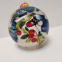 Bill Yee Inside-painted Glass Ornament, Bluejay Birds Rare Handpainted Christmas image 6