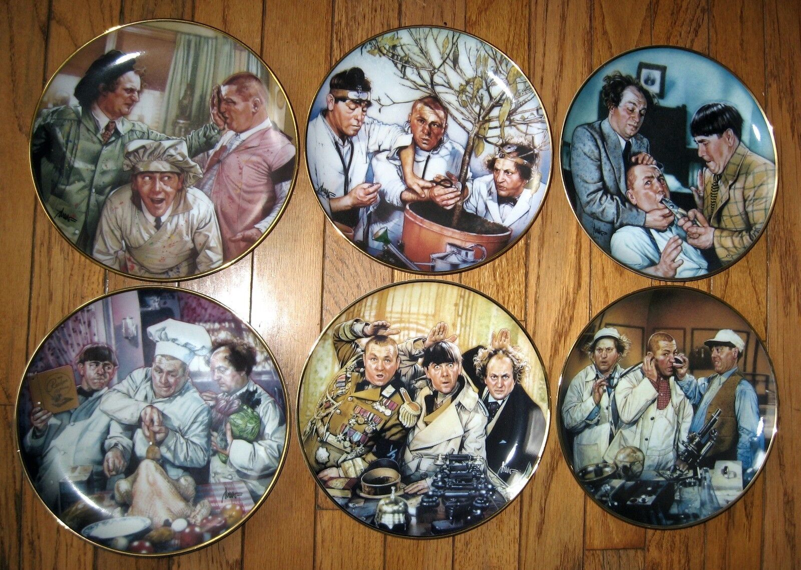 The Three Stooges by the Franklin Mint 6 plate collection . - $180.00