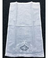 6 Pcs 14x22&quot; White Fine Linen Handmade Embroidered Guest Towel Hemstitch... - $64.17