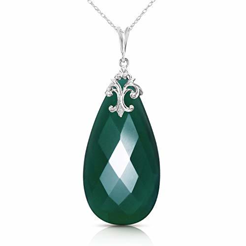 Galaxy Gold GG 14k 20 White Gold Necklace with Briolette 31x16 mm Deep Green Ch