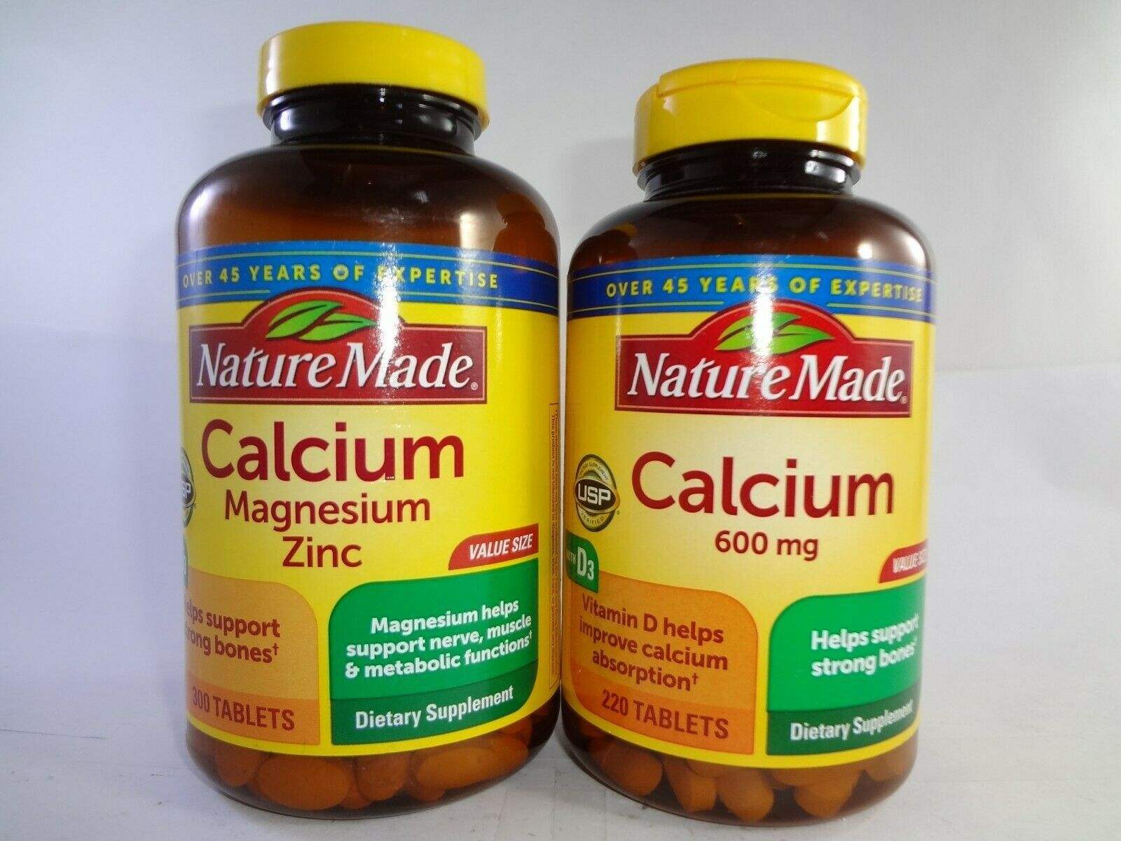 Primary image for Nature Made Calcium Magnesium Zinc Tablets 300ct + Calcium 600mg w/Vitamin D 220