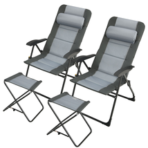 Set of 2 Patiojoy Patio Folding Dining Chair with Adjustable Set Ottoman Recline image 3