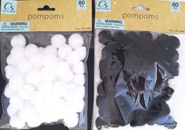 Pom Poms Black or White ¾” 80/Pk, Select: Black or White - $2.99