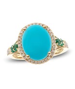 8.50 Ct Oval Cut Lab-Created Turquoise 925 Sterling Silver Halo Engageme... - $189.99