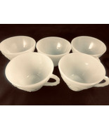 Lot of 5 Indiana Glass White Opaque Coffee Cups Grape Design - $34.65