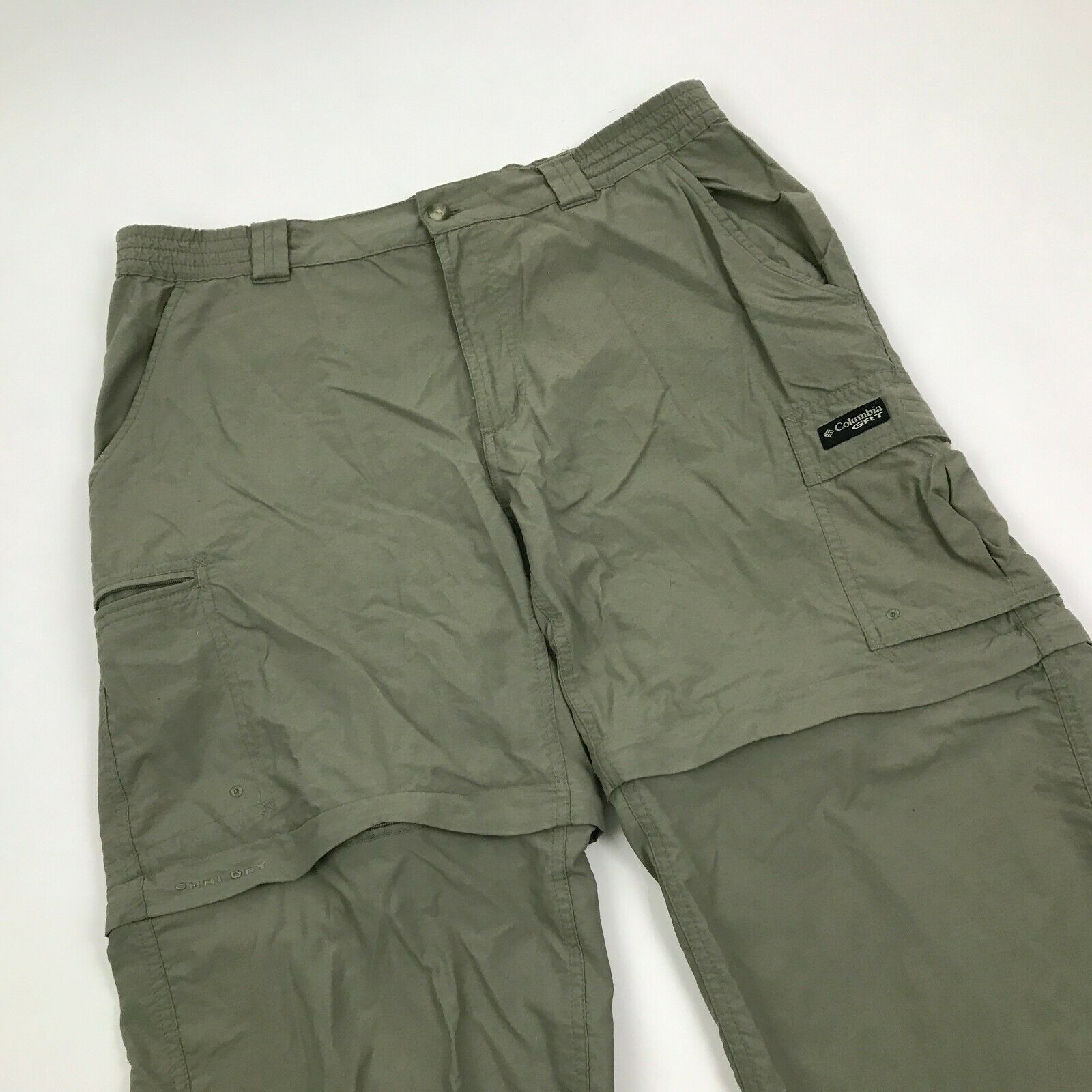 Columbia OMNI-DRY GRT Convertible Pants Men's M Green PACKABLE Nylon 28 ...