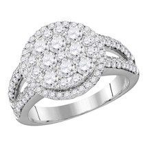 14k White Gold Round Diamond Cluster Bridal Wedding Engagement Ring 1-3/4 Ctw - $2,399.00