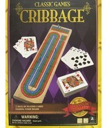 CLASSIC GAMES CRIBBAGE GAME - CARDS AND FOLDING WOOD BOARD - $17.77