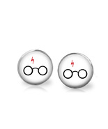 Harry Potter Glasses - Silver Glass Stud Earrings - $12.99