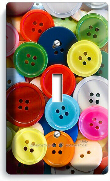 COLORFUL BUTTONS LIGHT SWITCH PLATE 1 GANG SEWING HOBBY TAILOR STUDIO SHOP DECOR