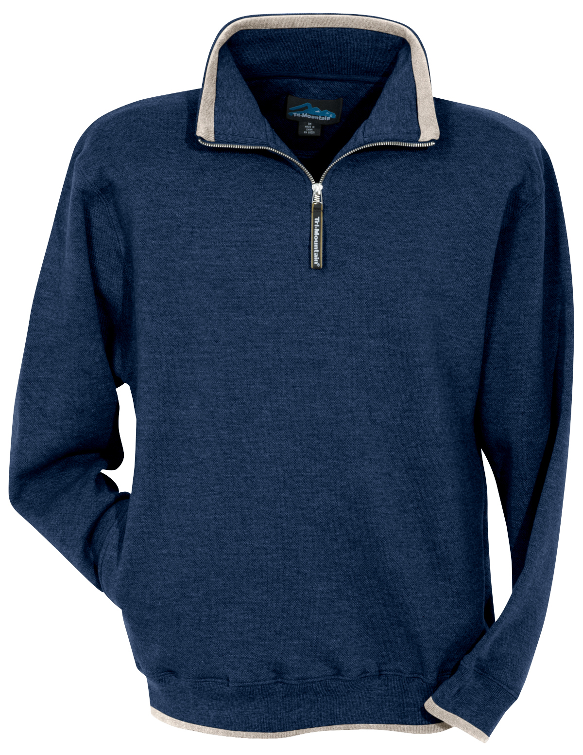 Image of Tri-Mountain Everest 682 zip fashion fleece sweatshirt - Navy / Khaki