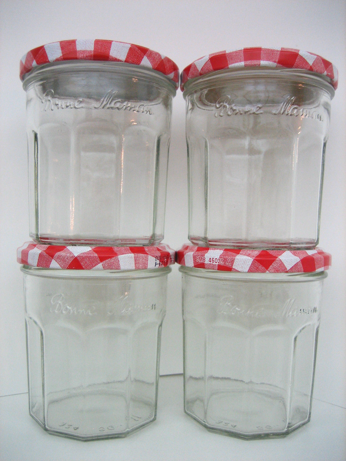 4 Bonne Maman Empty Jam Jelly Glass Jars & Lids Other Craft Storage
