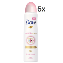 6x Dove Invisible Care Floral Touch Deodorant Spray 48h Anti-Transpirant 150ml - $33.17