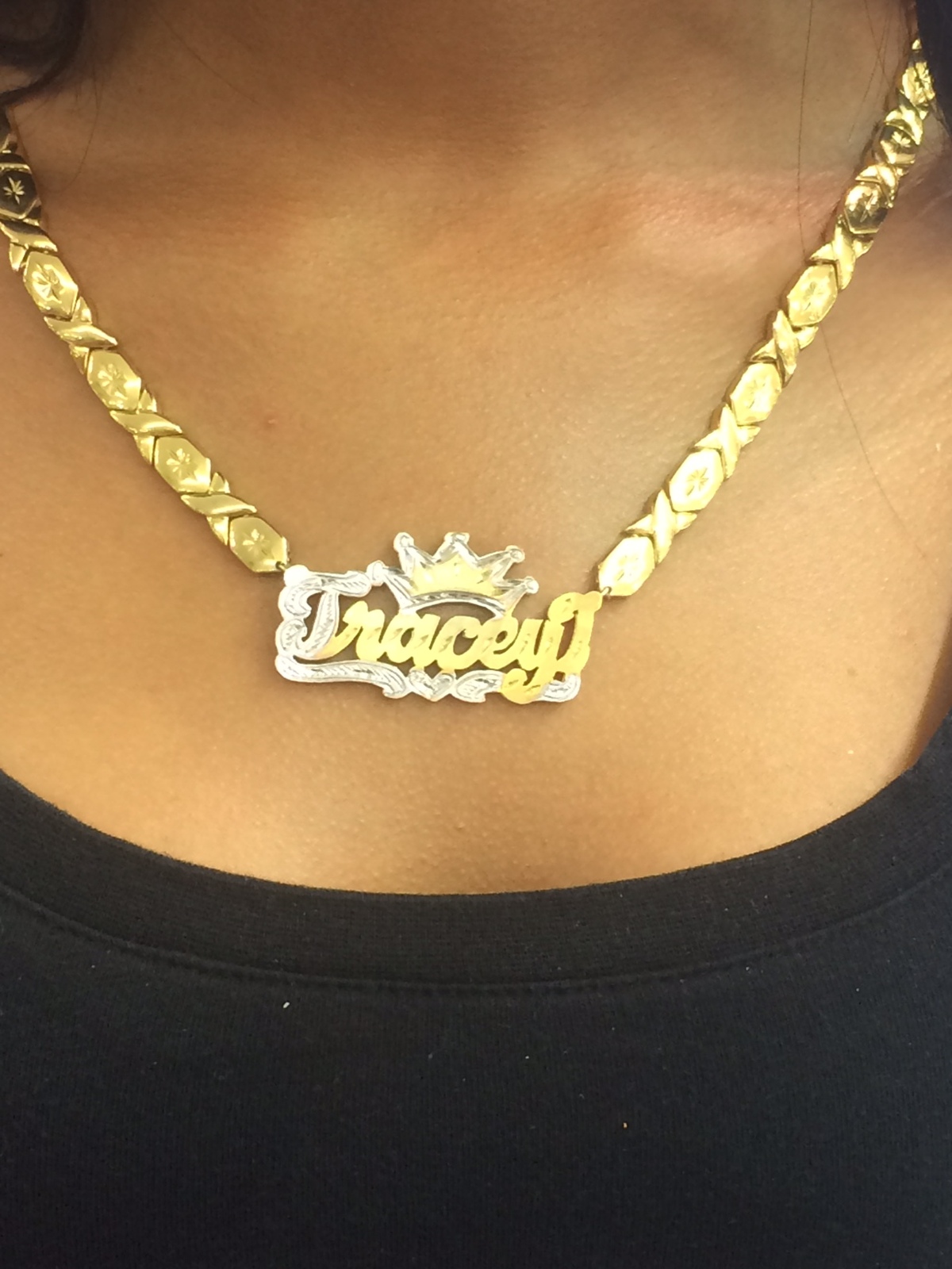 14k Gold Overlay Double Name Necklace xoxo chain 3D Personalized