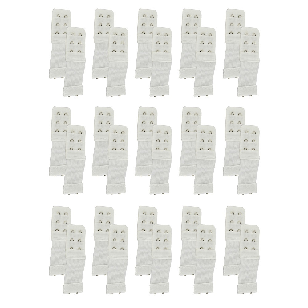 Adjustable Stretchy Bra Band Extender 30-Pack (10 each of 2, 3 and 4-hook) White