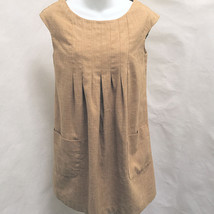 H&amp;M 6 Shift Dress Brown Pockets Pintuck Pleated Mini - $19.58