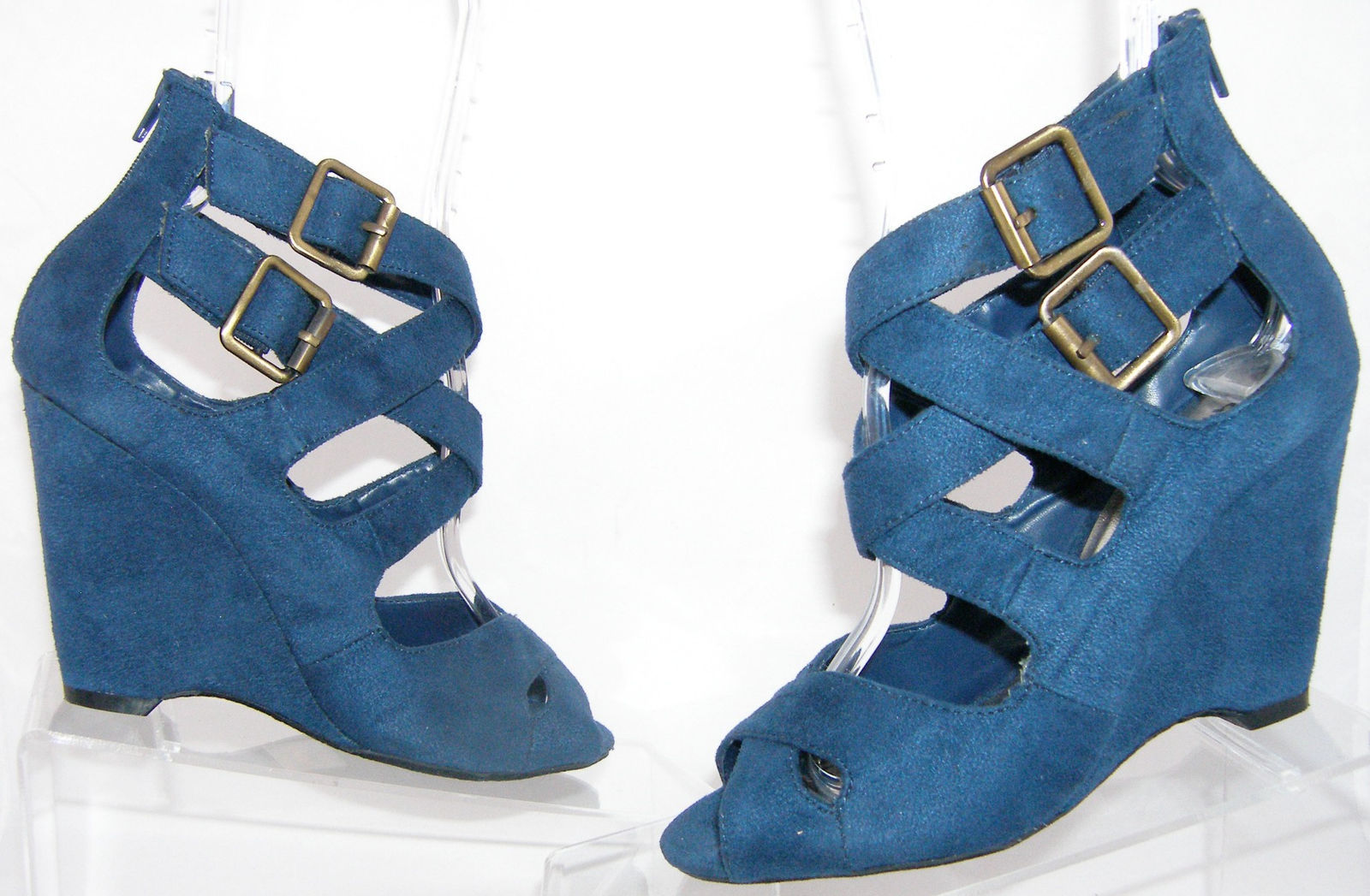 New Qupid Finder 169 Mesh Open Toe Wedge Platform Heels Shoes Size 5.5-10