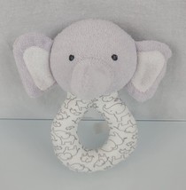 Carters Precious firsts White Gray Elephant Ring Rattle Baby Toy Soft Plush - $24.74