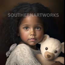  Dark haired Hispanic girl with teddy bear, #4 OF 4 in this collection - $1.99