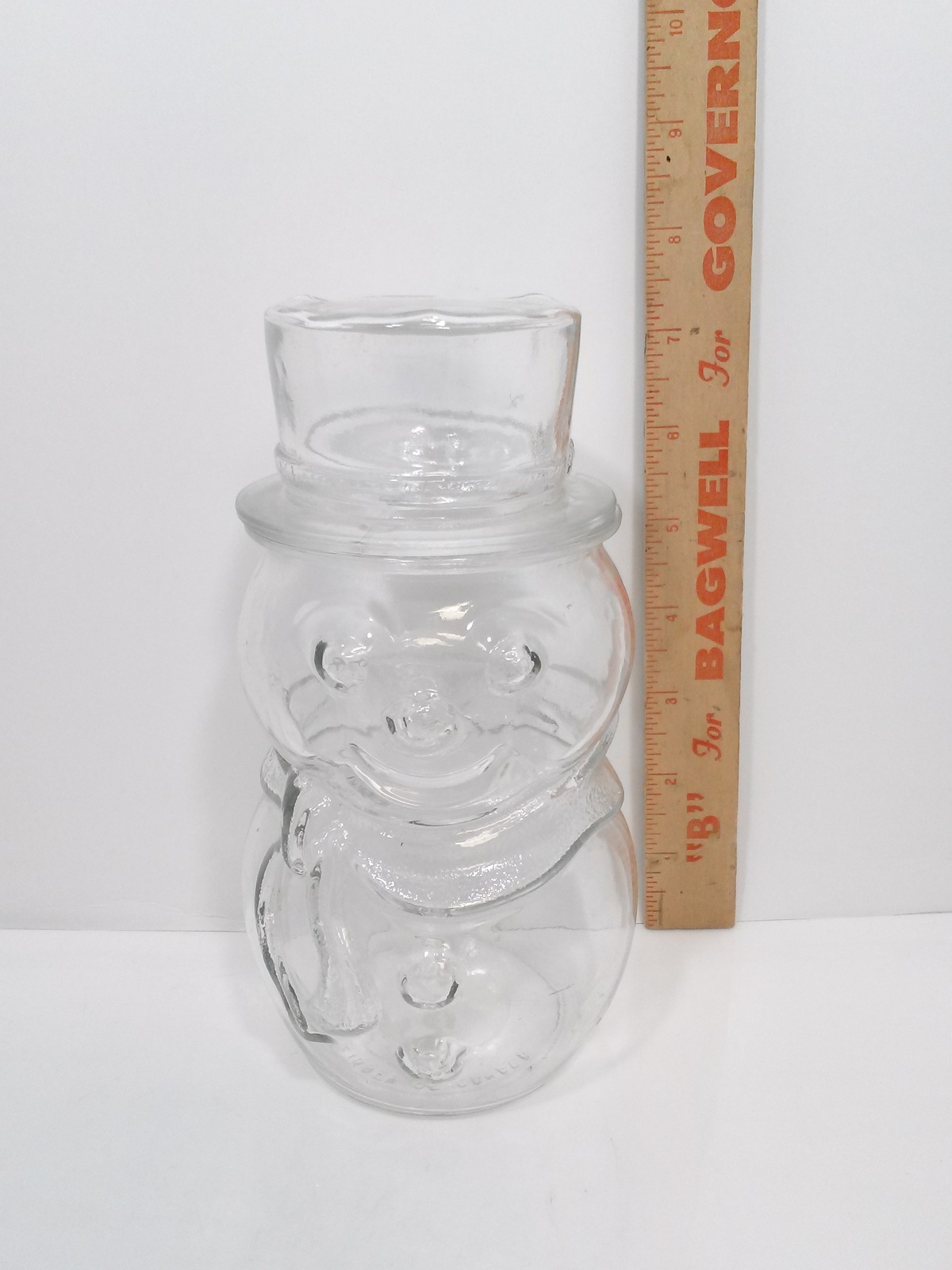 Libbey Of Canada Clear Glass Christmas Holiday Frosty Snowman Candy Jar ...