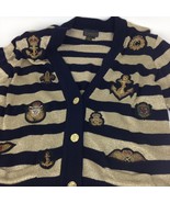 Vtg Classiques Striped Metallic Nautical Crest Patches Wool Blend Sweate... - $89.05
