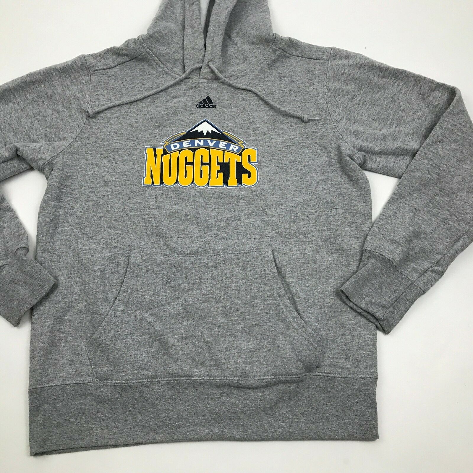 VINTAGE Adidas Denver Nuggets Hoodie Sweatshirt Size Medium Gray Hooded ...