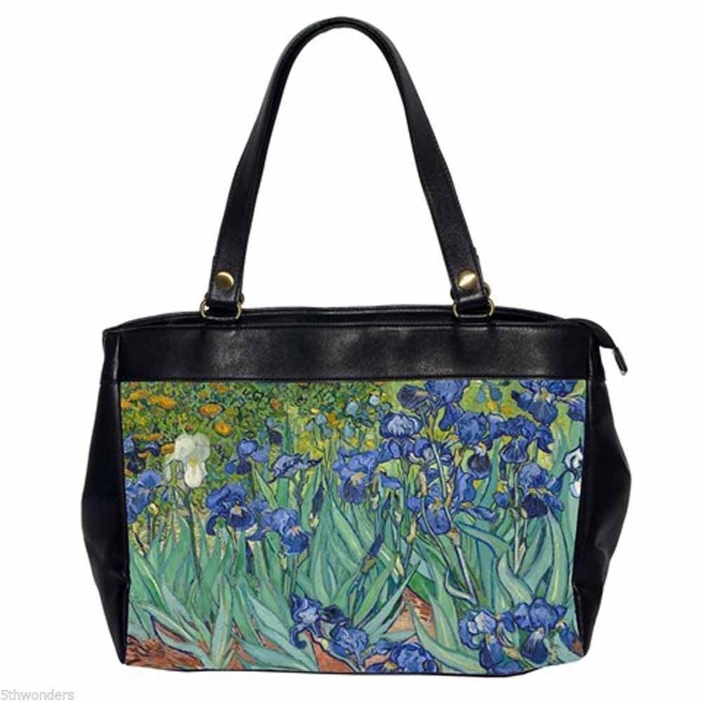 VINCENT VAN GOGH IRISES Oversize Handbag Purse Leather 2 Sided - Women&#39;s Handbags & Bags