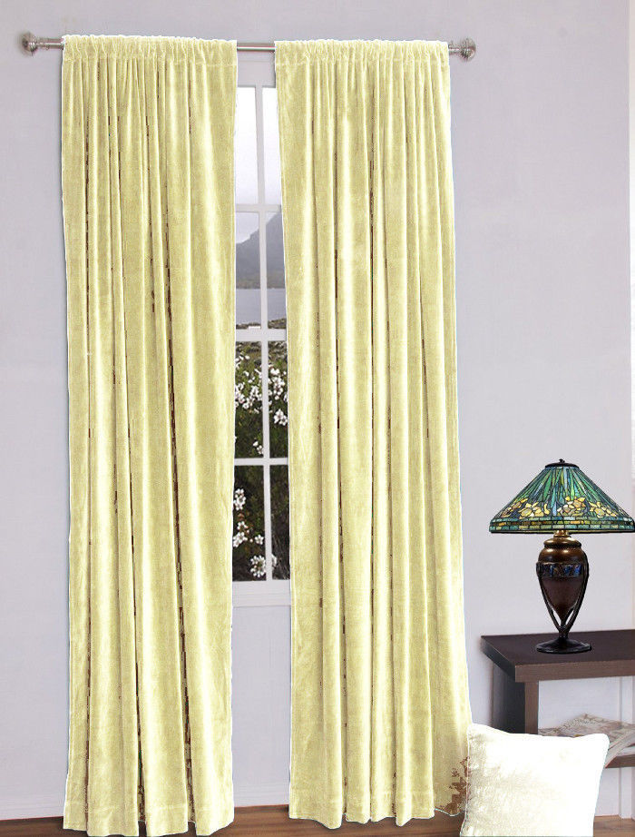 Vintage Traditional 100 Blackout Velvet Curtain Lined Drapes 2 Panel