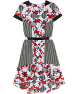 Peter Pilotto Red Belted Crepe Patchwork Shirt Dress - Women&#39;s US 8 - $50.00