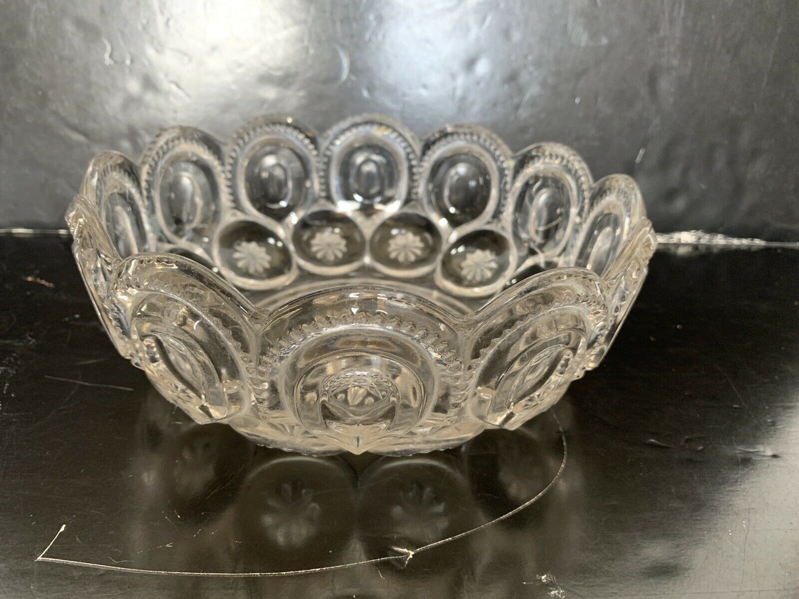 Vintage LE SMITH Clear Glass Moon And Stars Bowl 3 1/4” - L.E. Smith