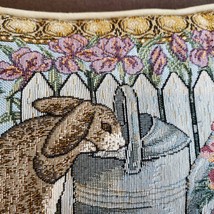 Tapestry Throw Accent Pillow, Bunny Rabbit 17" Watering Can, Fashion, Easter image 3