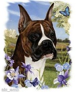Brindle Boxer Dog Floral HEAT PRESS TRANSFER for T Shirt Sweatshirt Fabr... - $3.50