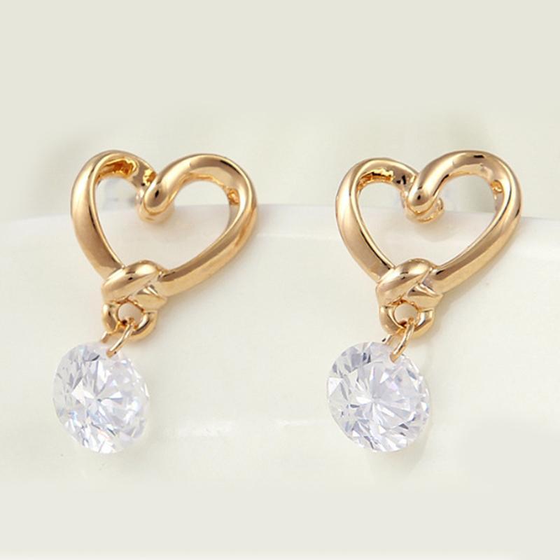 Delicate Bling Heart Shaped Women Earrings Ear Pins Zircon Eardrop