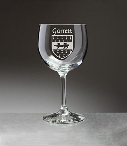 Garrett Irish Coat of Arms Red Wine Glasses - Set of 4 (Sand Etched)