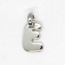 18K WHITE GOLD PENDANT CHARM INITIAL MINI LETTER E, MADE IN ITALY, 0.5 INCHES image 1