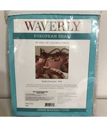 Waverly Ballad Bouquet European Pillow Sham Deep Red Tan Blue Striped 26... - $22.76
